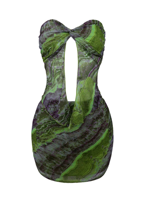 Las Vegas Print Mesh Top & Skirt SET matching sets EDGE Small Moss/Purple